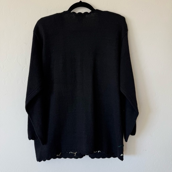 Vintage Carol Rose Embroidered Beaded Festive Scalloped Hem Christmas Cardigan - Picture 6 of 7